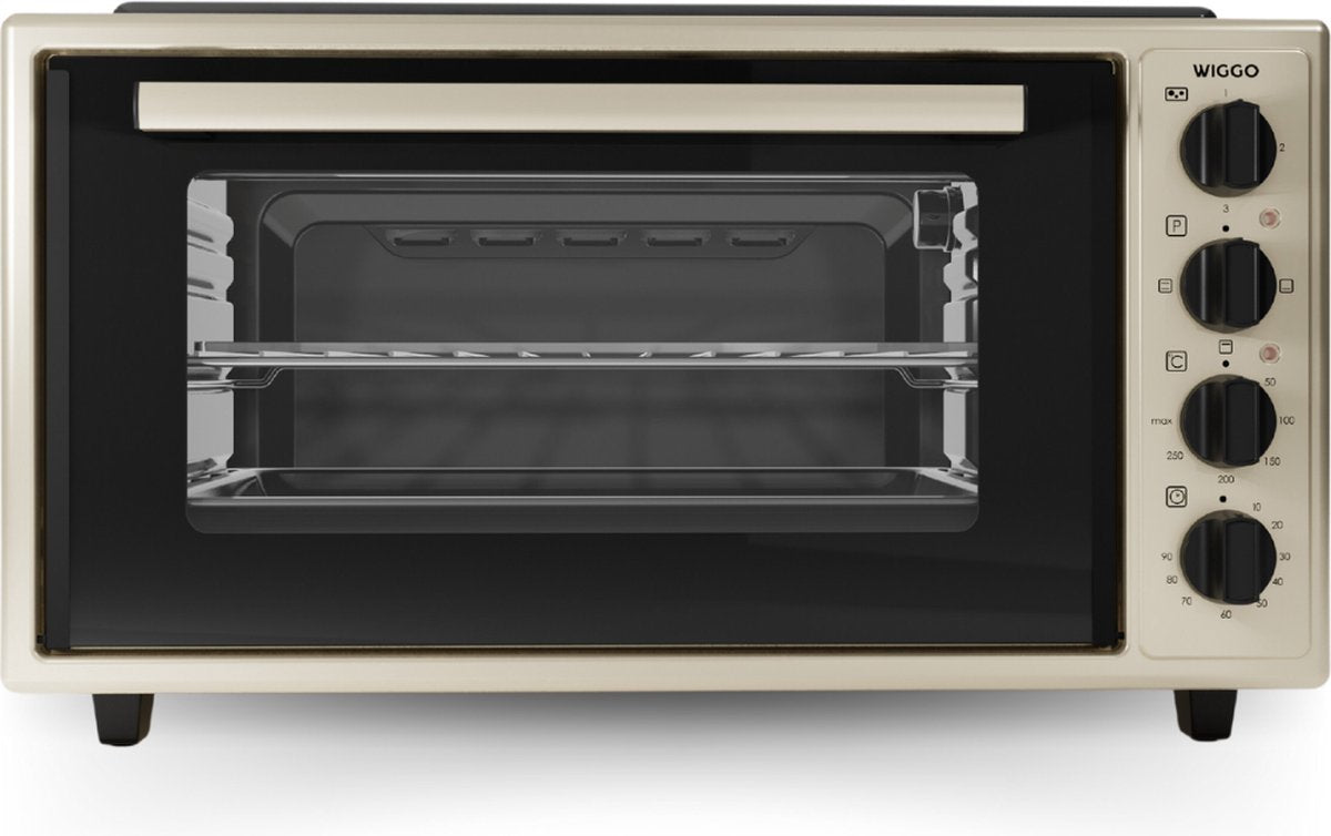 Wiggo WMO-E4562H(C) - Vrijstaande Mini Oven met kookplaat - Electrisch - 60 CM - 45 liter - 3534 W - 5 Jaar Garantie - Creme