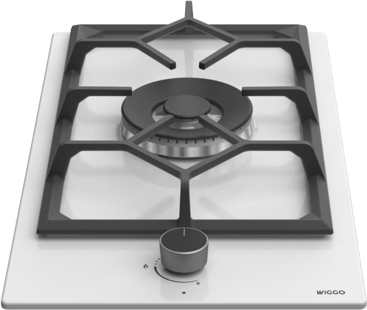 Wiggo WH-G331RD(W) - Inbouw Gaskookplaat - Wok brander - 30 cm - 1 Kookzone - Gietijzeren pannendragers - 5 jaar garantie - Wit Geëmailleerd