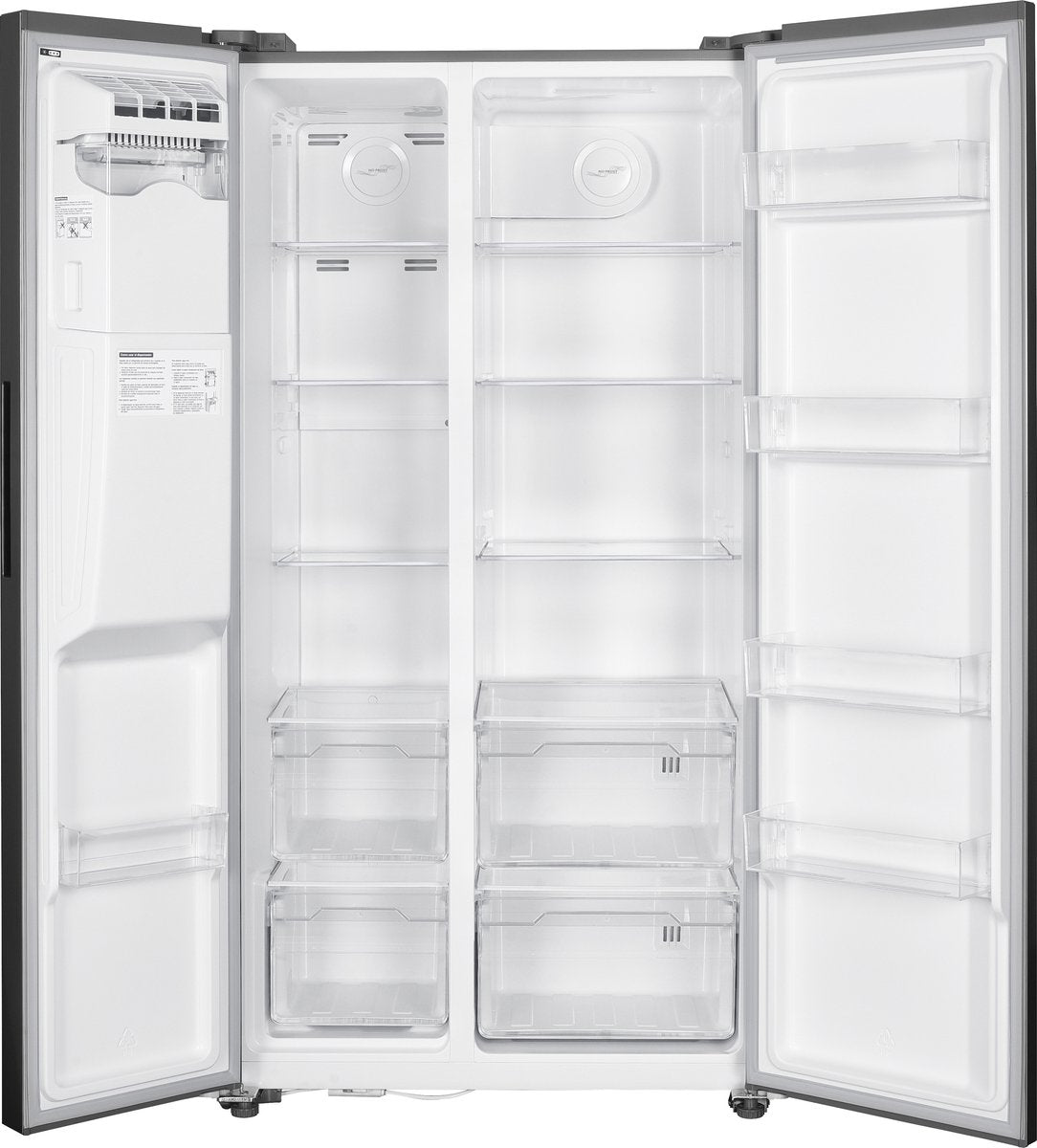 Wiggo WR-SBS18IME(X) - Amerikaanse Koelkast - Nee Frost - Water- en ijsdispenser - Met Display - Super Freeze - 513 Liter - 5 jaar garantie - Roestrvrijstaal