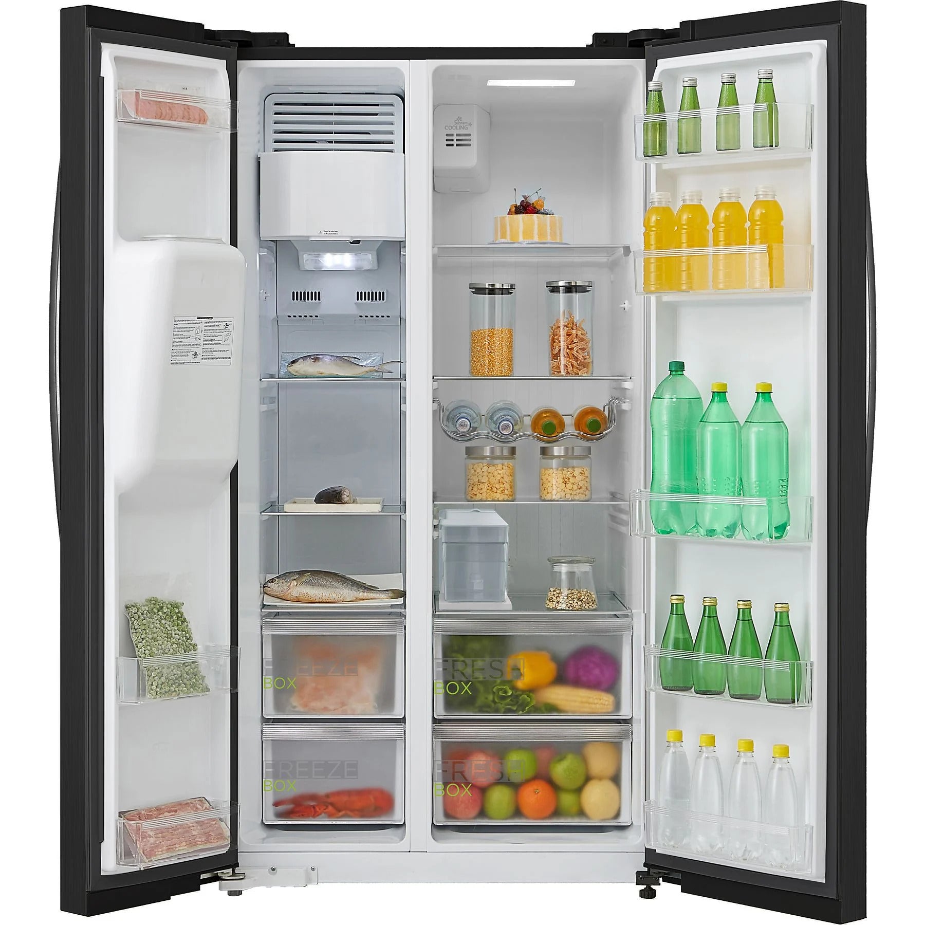 Midea KS-DDX 6.32 WT Amerikaanse Koelkast - 90 cm - Donker Roestvrijstaal