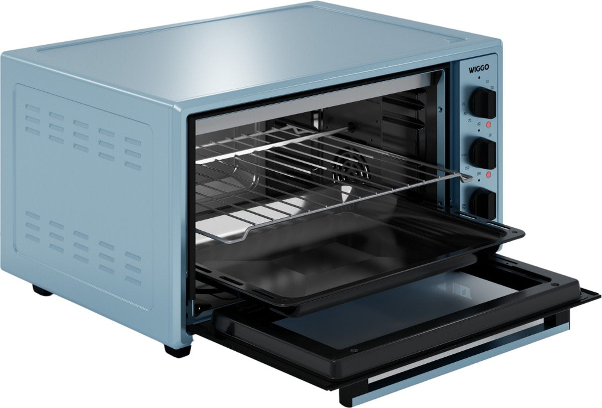 Wiggo WMO-E456(A) - Vrijstaande Mini Oven - Electrisch - 60 CM - 45 liter - 2000 W - 5 Jaar Garantie - Aqua Blauw