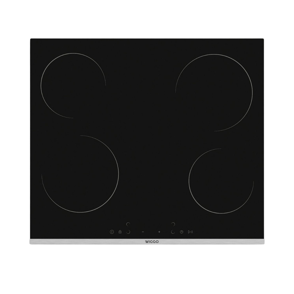 Wiggo WH-E614G(B) - Inbouw Inductiekookplaat - 60 cm - 4 kookzones - Slider bediening - 2 Fasen Geen stekker - 5 jaar garantie - Zwart