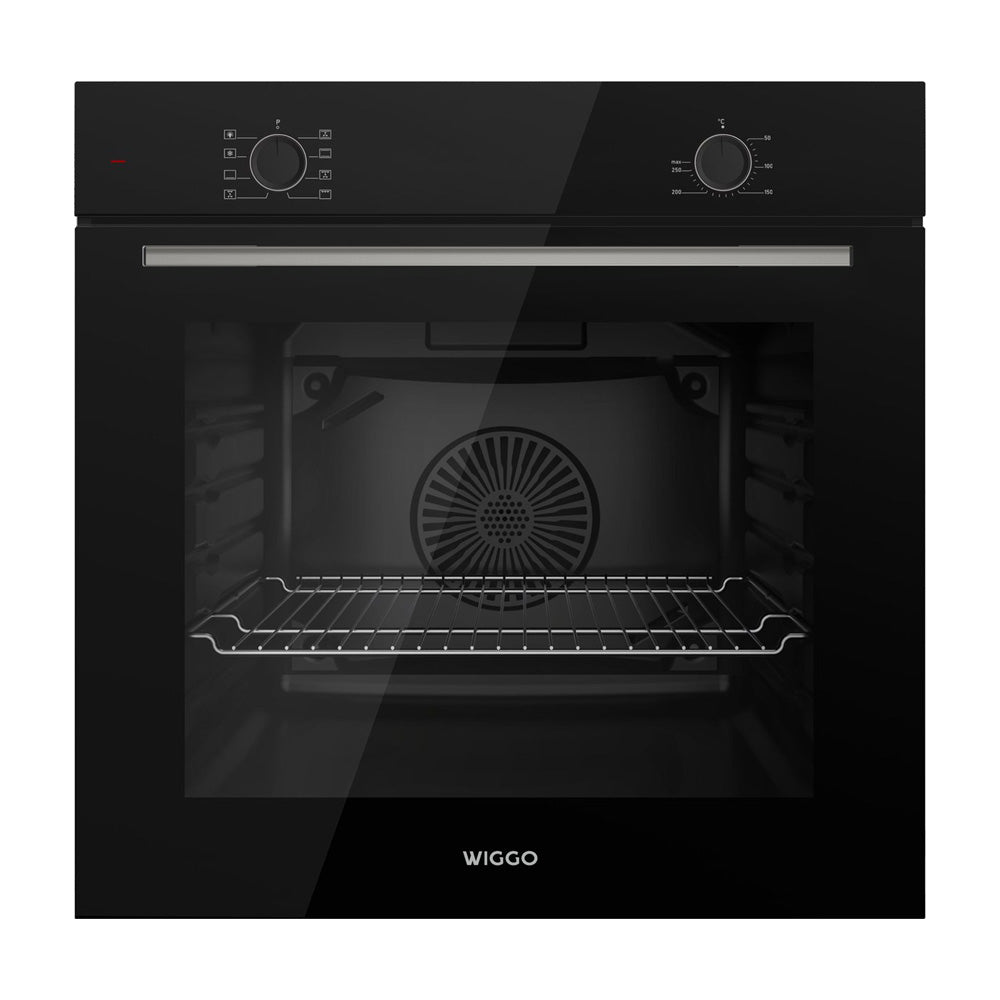 Wiggo WO-B608(B) - Inbouw heteluchtoven - 68L - Hetelucht functie - Soft Close deur - Energieklasse A - Zwart - 5 jaar garantie