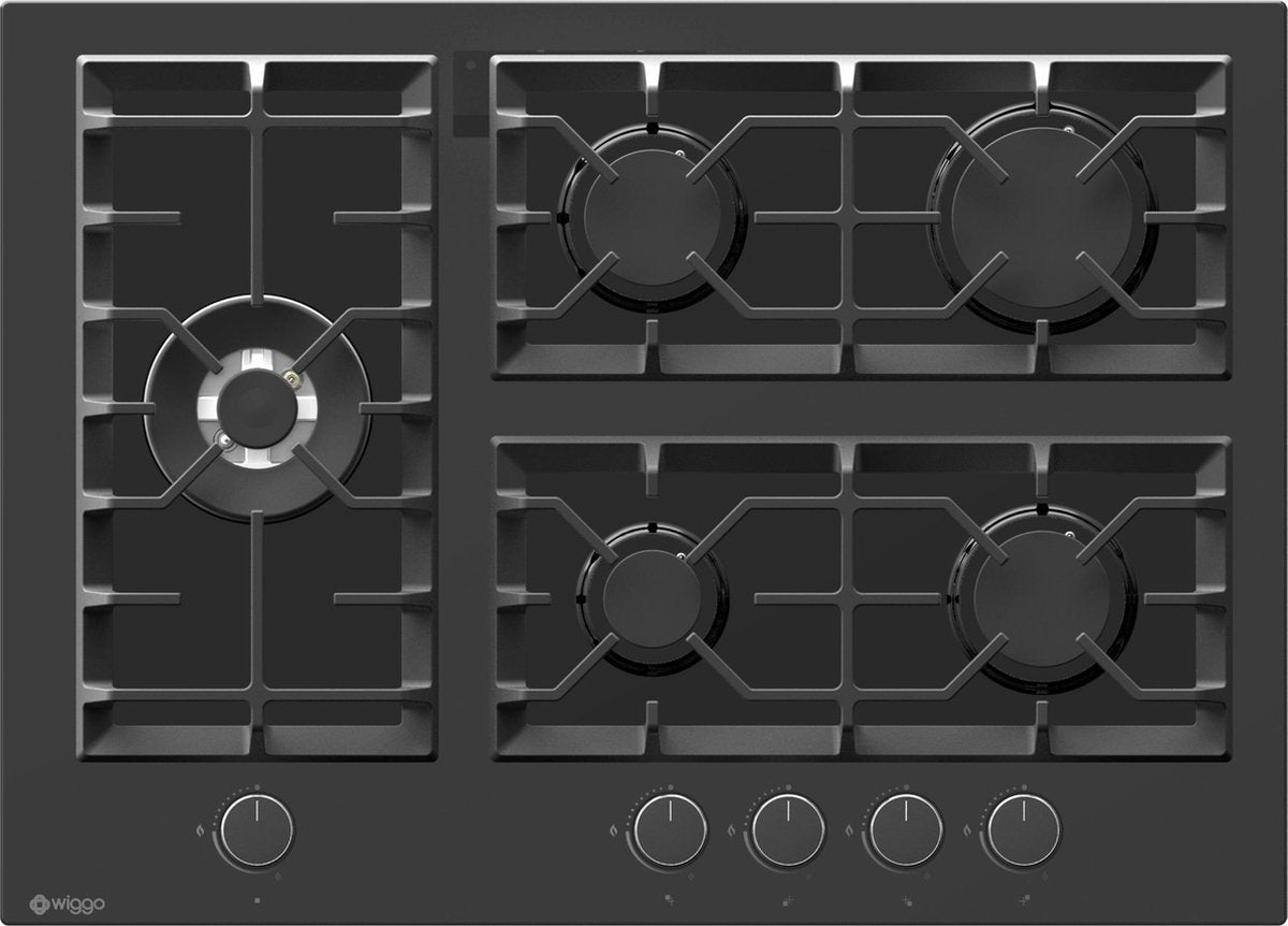 Wiggo WH-G735GR(B)-2 Inbouw Gaskookplaat - 70 cm - Zwart