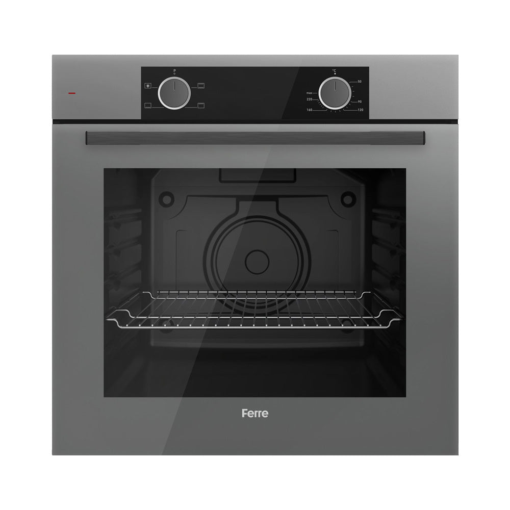 Ferre XE61CPR - Inbouw oven - Conventioneel - Eco stand - 78 liter - 60 cm hoog - Tot 250 graden - Puur grijs glas