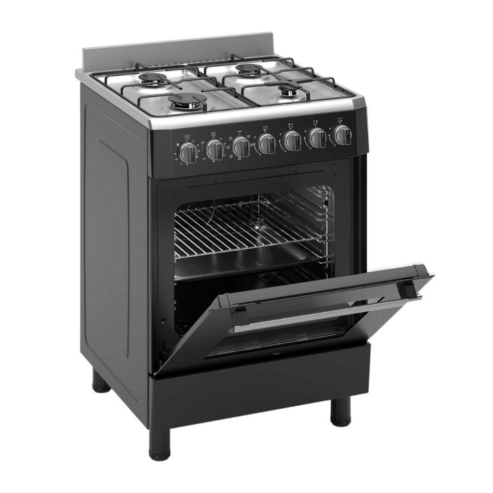 Wiggo WO-E609R(BX) Vrijstaande Gasfornuis - 60 cm - Zwart