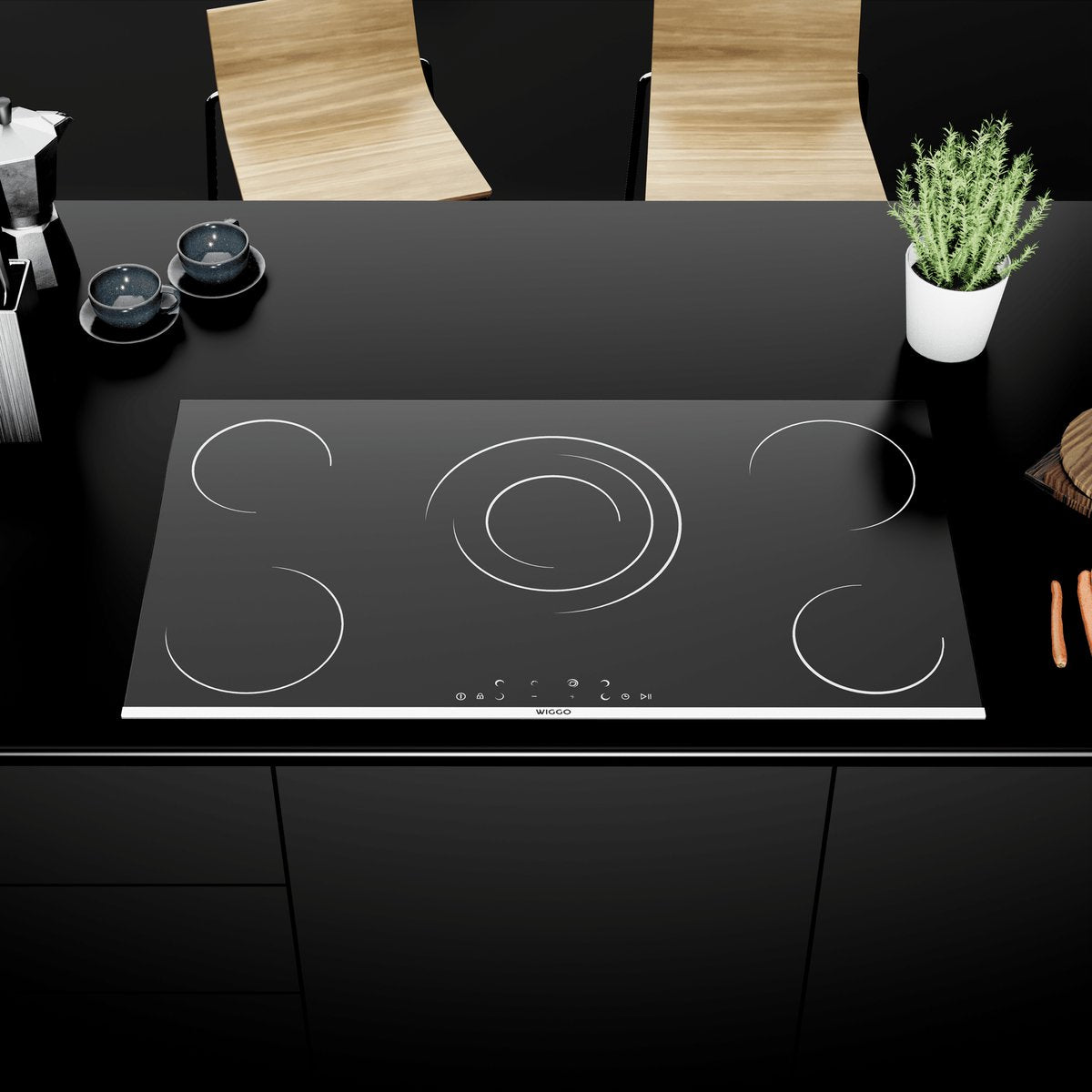Wiggo WH-E975GC(B) Inbouw Keramische Kookplaat - 60 cm - Zwart