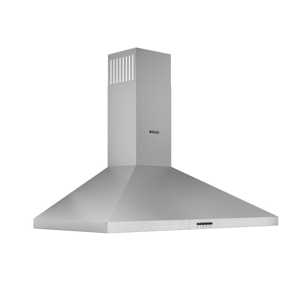 Wiggo WE‑C930P(X) – Wandschouw Afzuigkap 90 cm – RVS – 600 m³/h – KNeeppenbediening – LED Verlichting – 5 jaar garantie