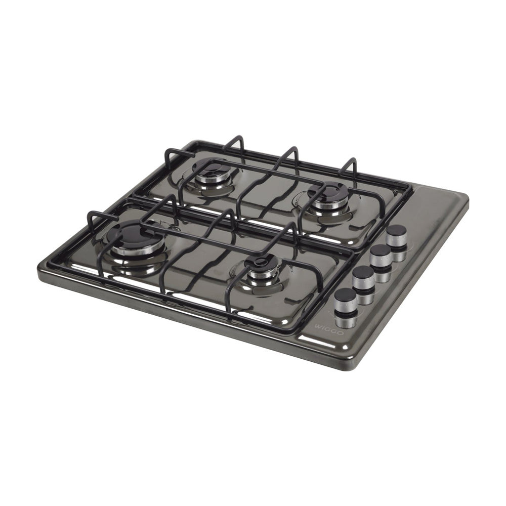 Wiggo WH-G604F(T) – Vrijstaande gaskookplaat – 60 cm – 4 kookzones – Geschikt voor aardgas en butaangas – Thermokoppel beveiliging – Titanium