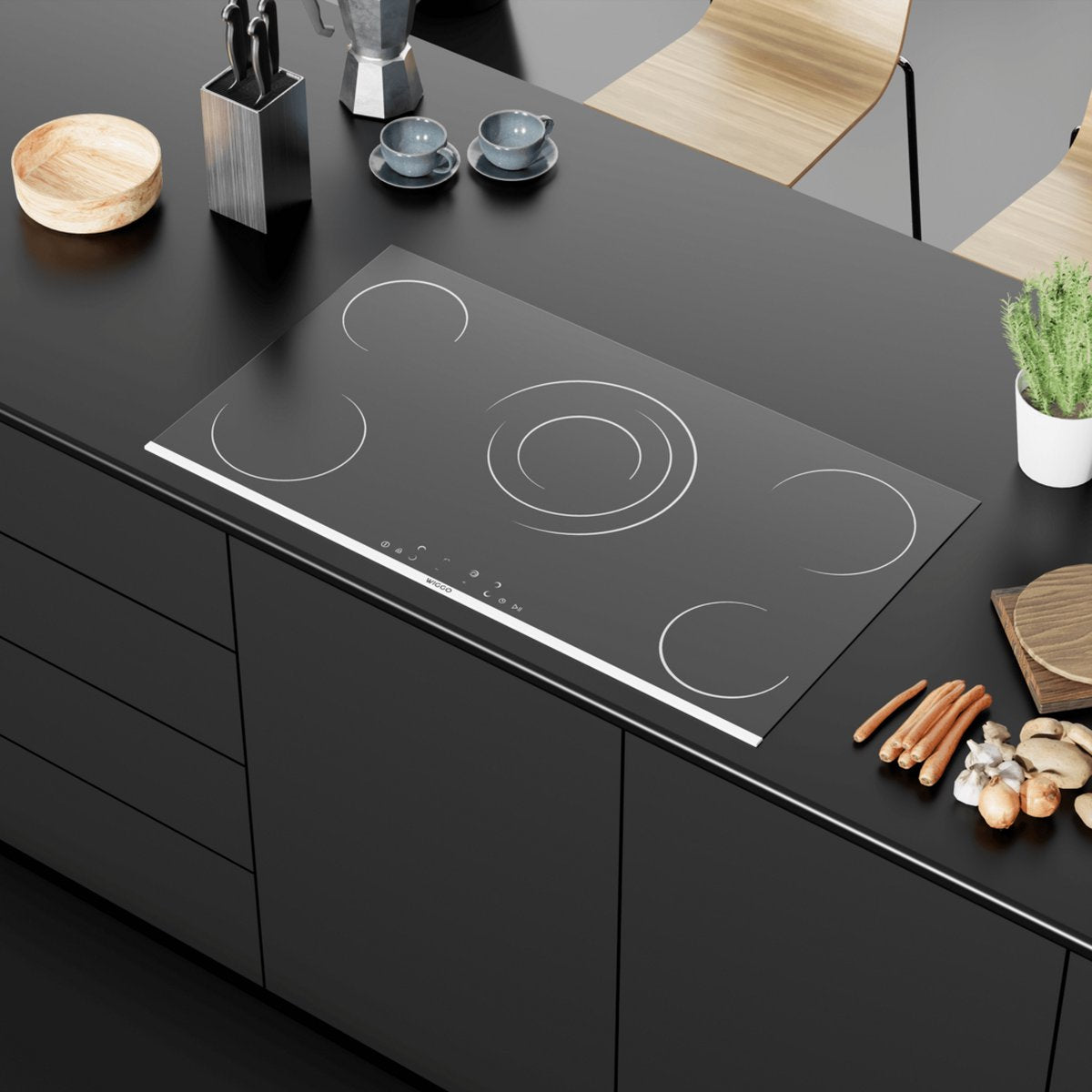Wiggo WH-E975GC(B) Inbouw Keramische Kookplaat - 60 cm - Zwart