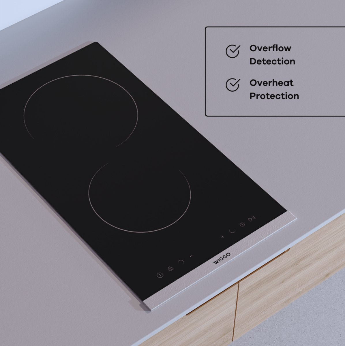Wiggo WH-E372GC(B) Inbouw Keramische Kookplaat - 30 cm - Zwart