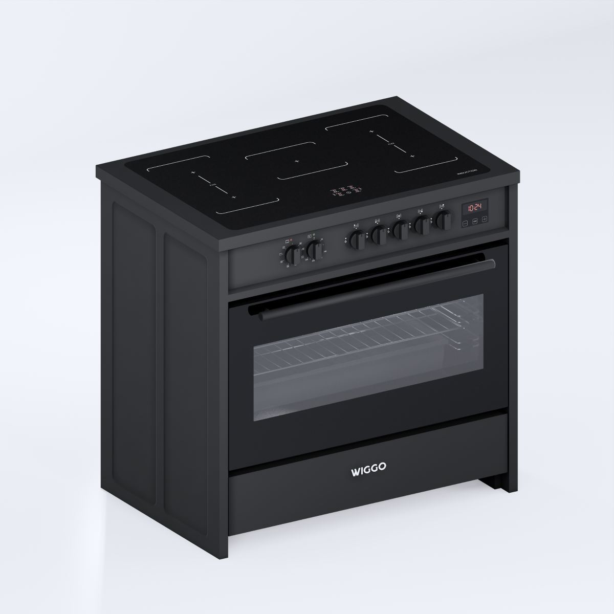 Wiggo WIO-E921A(BB) Vrijstaande Inductiefornuis - 90 cm - Zwart