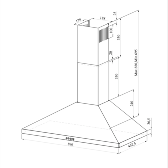 Wiggo WE-E543R(WW) - Wandschouw Afzuigkap - 50cm - Wit