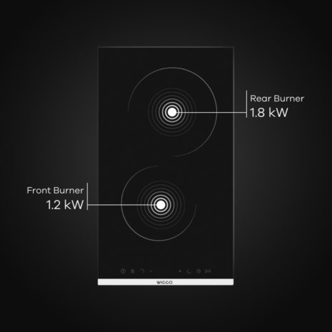 8720769322916 - Wiggo WH-E312G(B) - Inbouw inductie kookplaat - 1 fase - 30cm - Zwart 