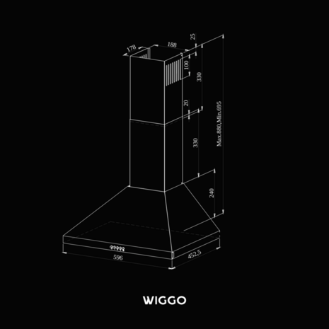 Wiggo WE-D530P(X) - Wandschouw Afzuigkap - 50cm - Rvs