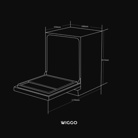 Wiggo - WD-6148C(BX) - Vrijstaande Vaatwasser - 60cm - Zwart Inox