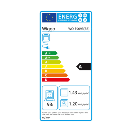 Wiggo WO-E909R(BB) Serie 9 - Gasfornuis - Zwart