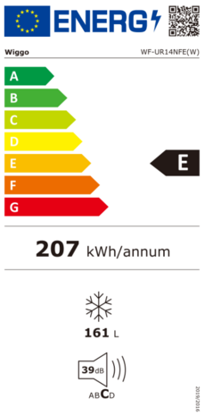 Wiggo WF-UR14NFE(B) - Vrijstaande Vriezer - Zwart - No Frost - 161 Liter