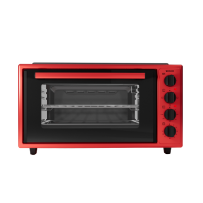 Wiggo WMO-E4562H(R) - Vrijstaande oven met kookplaat - 45 liter - Rood