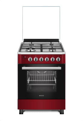 Wiggo WO-E639R(RX) Serie 9 - Gasfornuis - Wok - Rood Rvs