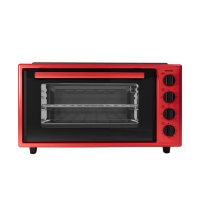 Wiggo WMO-E4562H(R) - Vrijstaande Mini Oven met kookplaat - 45 liter - Rood