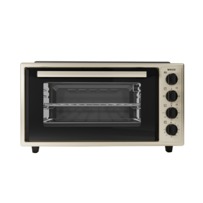 Wiggo WMO-E4562H(C) - Vrijstaande Mini Oven met kookplaat - 45 liter - Creme