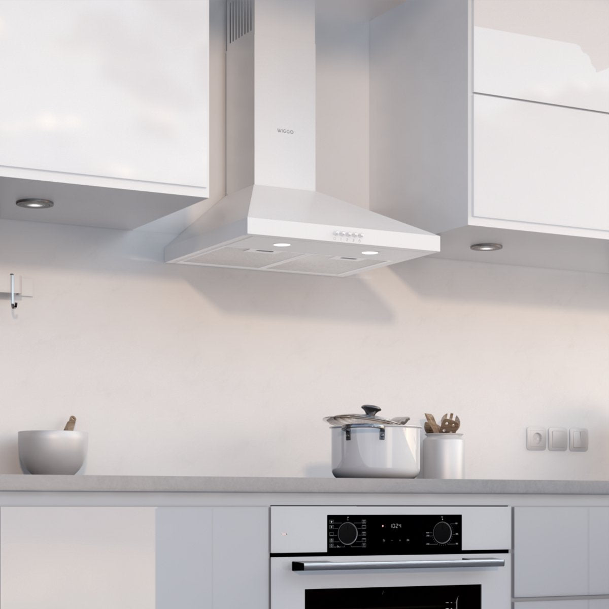 Wiggo WE-A530P(W) - Wandschouw Afzuigkap - 50cm - Wit