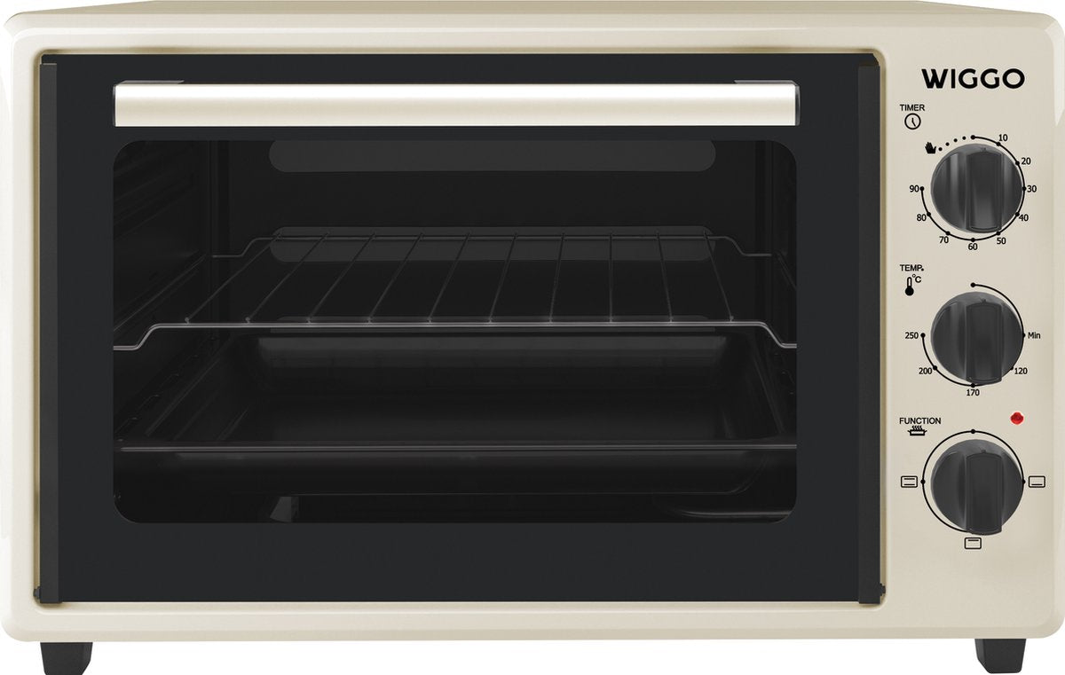 Wiggo WMO-E353(C) - Vrijstaande Mini Oven - Electrisch - 50 CM - 35 liter - 1800 W - 5 Jaar Garantie - Creme