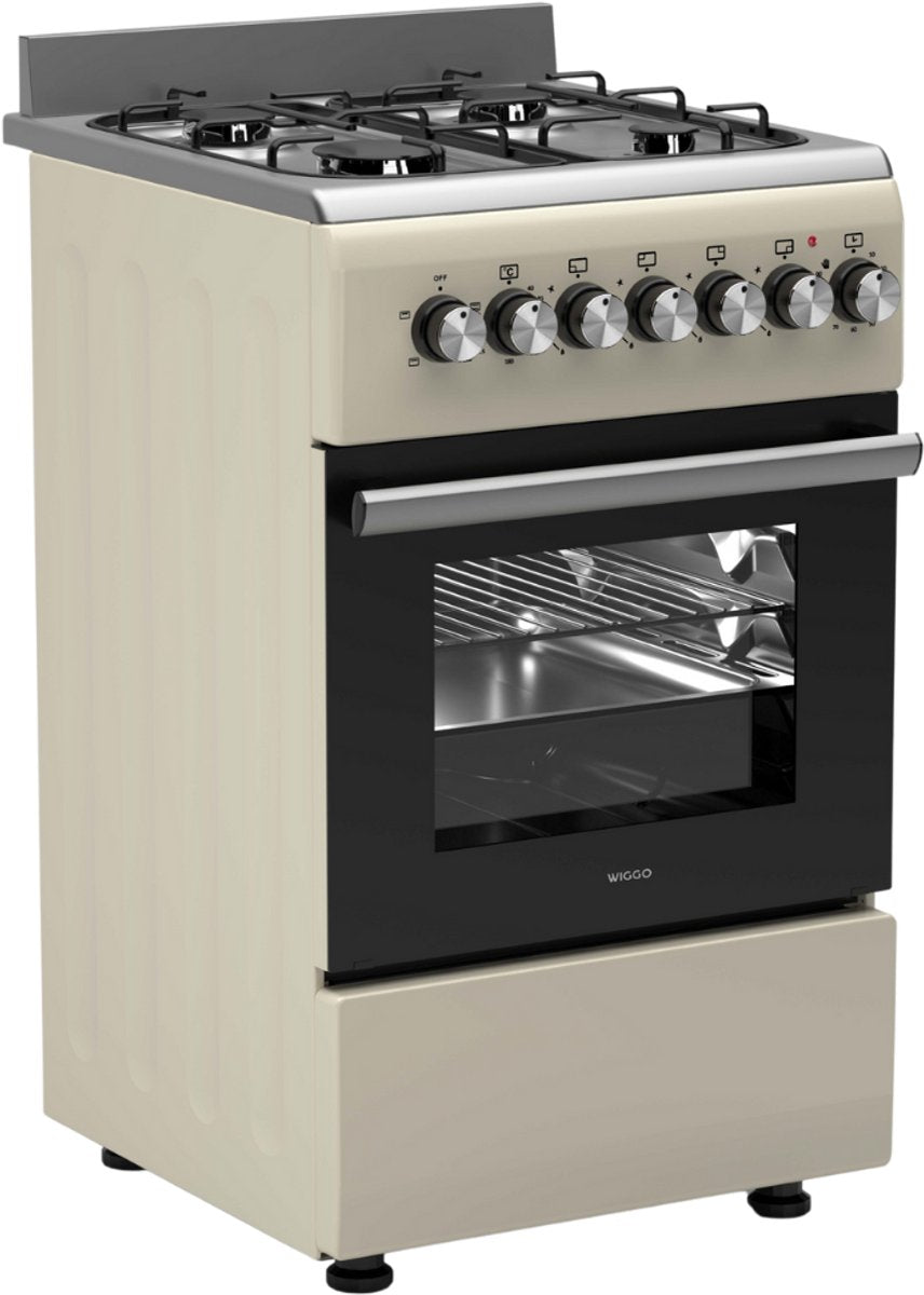 Wiggo WO‑E505R(CX) Vrijstaande Gasfornuis - 50 cm - Creme