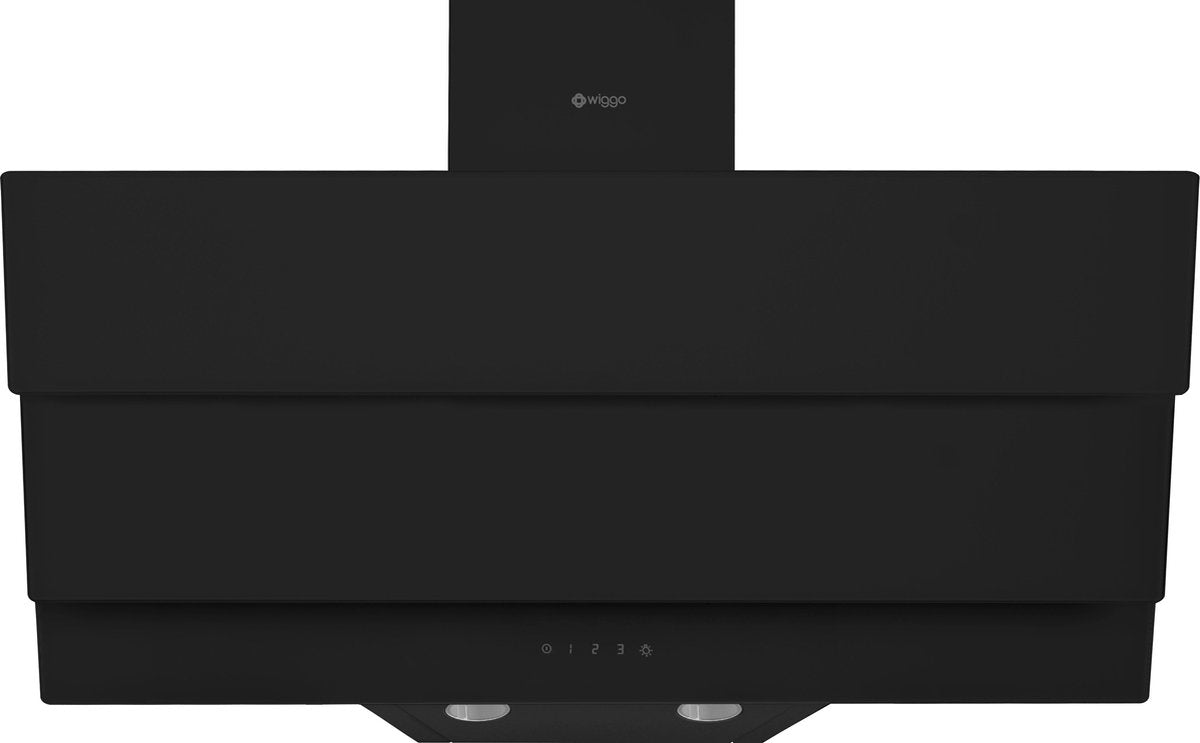 Wiggo WE-E933G(B) - Schuine Afzuigkap - 90 cm - Zwart Triple Glas