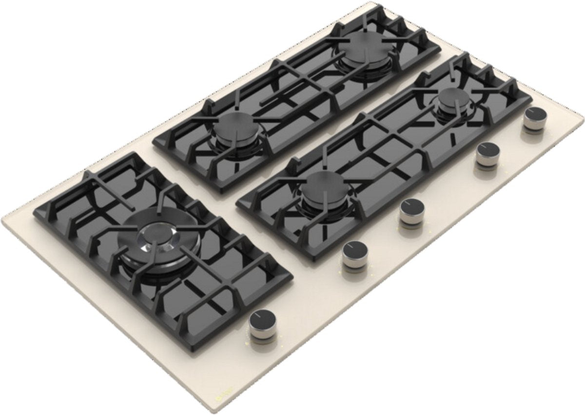 Plaque de cuisson à gaz encastrable Wiggo WH-G935GR(C) - 90 cm - Crème