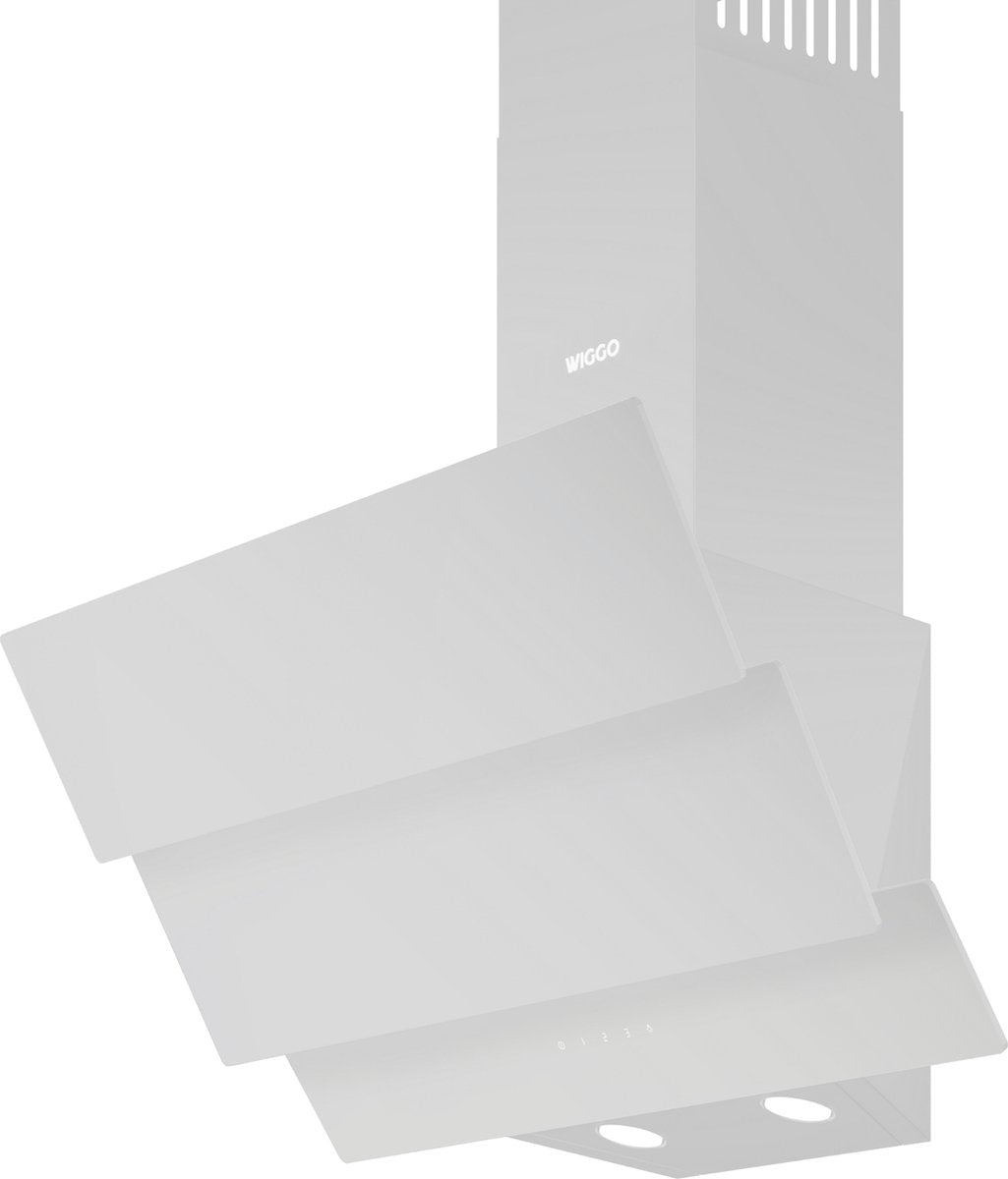 Wiggo WE-D633G(W) – Schuine Afzuigkap 60 cm – Wit Triple Glas – LED Verlichting – Touch Control – 5 jaar garantie