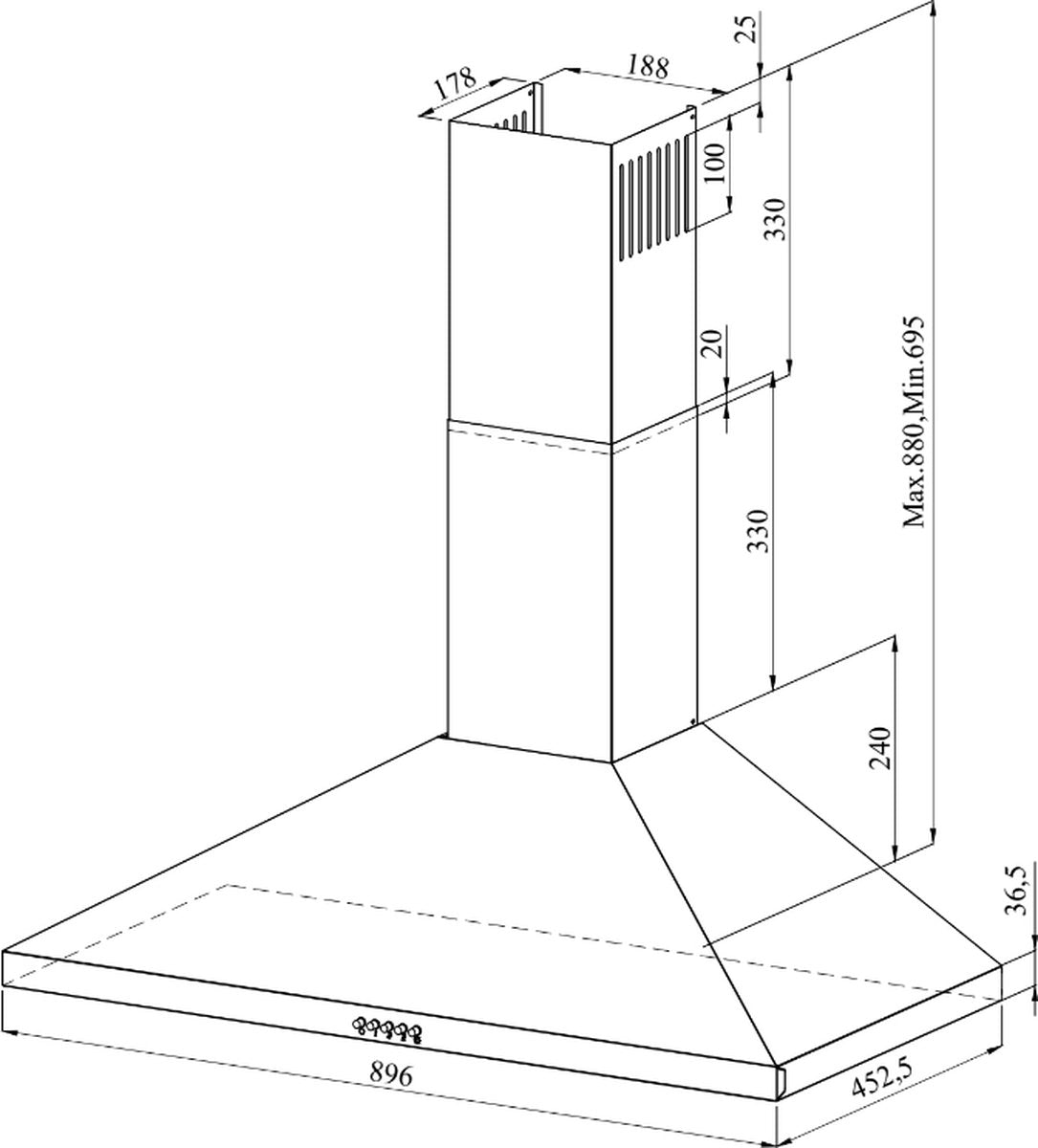 Wandschouw Afzuigkap - Wiggo WE-A930P(X) 90 cm RVS – Electropunt.nl