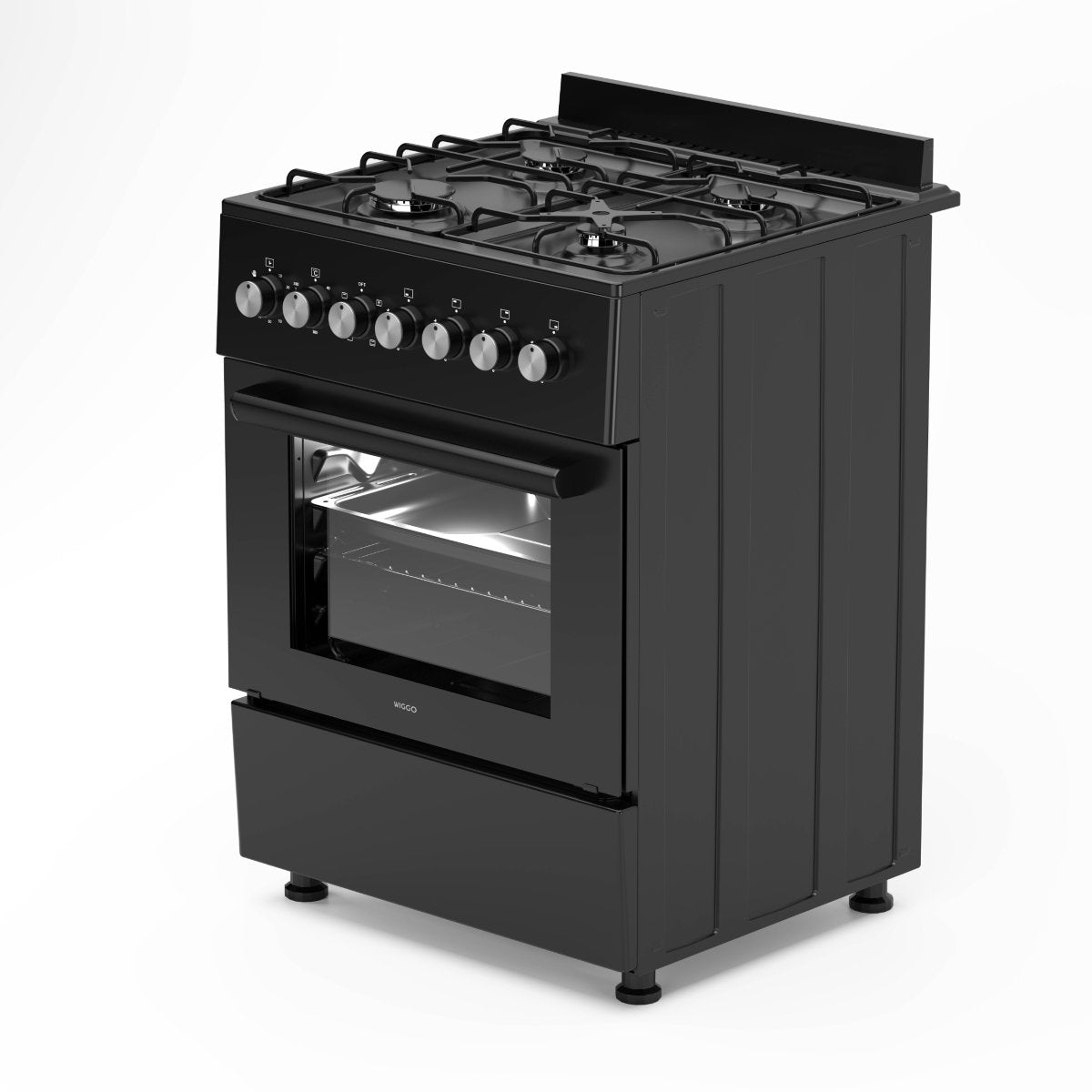Wiggo WO-E606A(BB) Vrijstaande Gasfornuis - 60 cm - Zwart