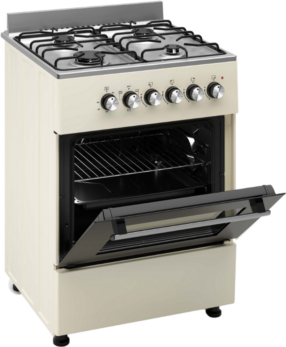 Wiggo WO-E603A(CX) Vrijstaande Gasfornuis - 60 cm - Creme