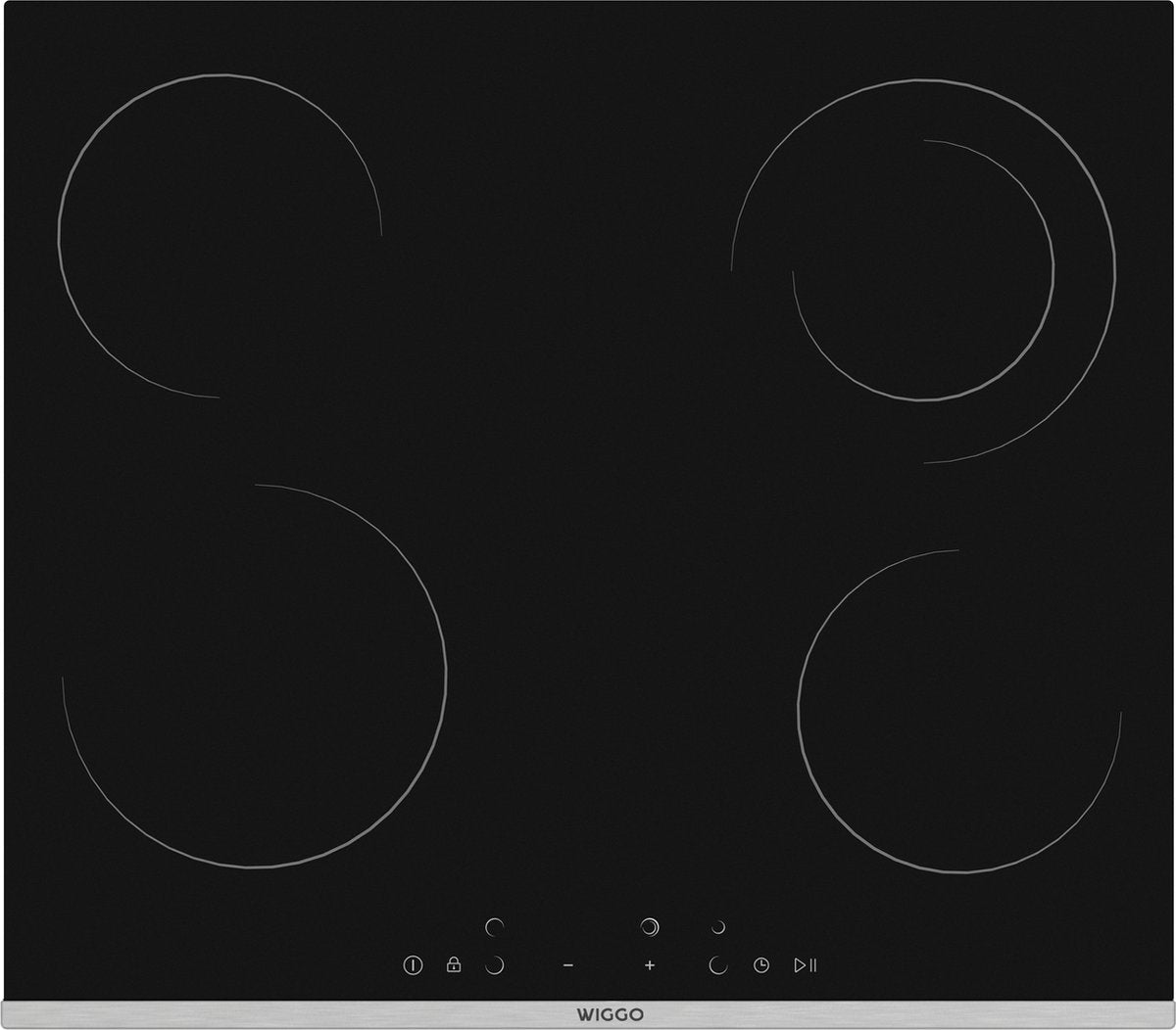 Wiggo WH-E675GC(B) - Inbouw Keramische kookplaat - 60 cm - 4 kookzones - Touch bediening - Zwart - 5 jaar garantie