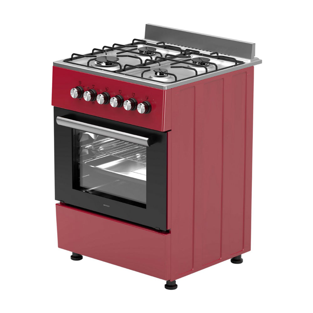 Wiggo WO-E606A(RX) Vrijstaande Gasfornuis - 60 cm - Rood