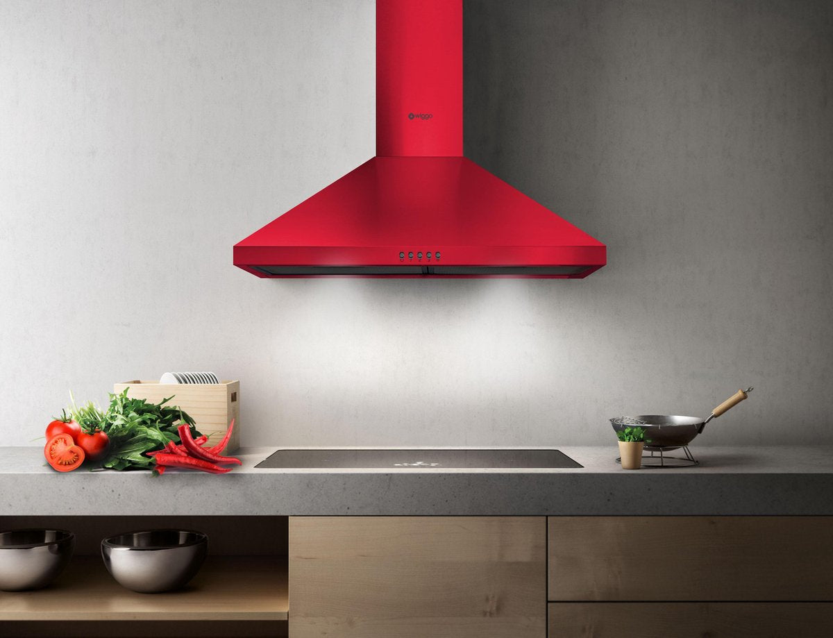 Wiggo WE-E643R(RB) Wandschouw Afzuigkap - 60 cm - Rood