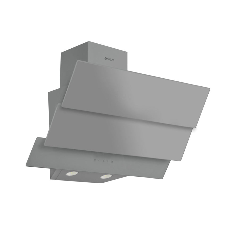 Wiggo WE-E633G(G) - Schuine Afzuigkap - 60 cm - Grijs Triple Glas