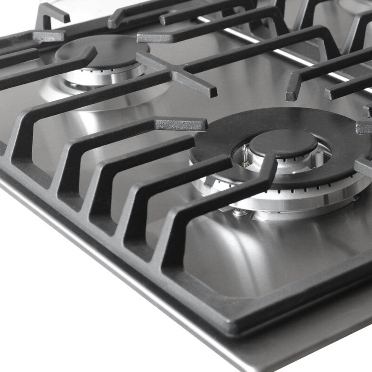 Wiggo WH-G634RL(X)-2 Inbouw Gaskookplaat - 60 cm - Roestvrijstaal met roestvrijstalen oppervlakte en gaspitten.