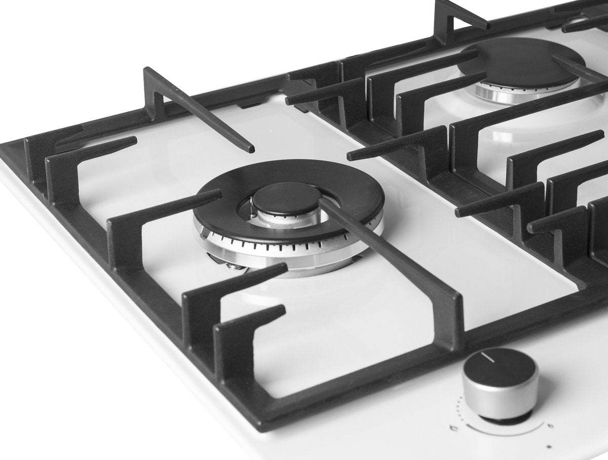 Wiggo WH-G935RR(W) - Inbouw Gaskookplaat - Wok brander - 90 cm - 5 Kookzones - Gietijzeren pannendragers - 5 jaar garantie - Wit Geëmailleerd