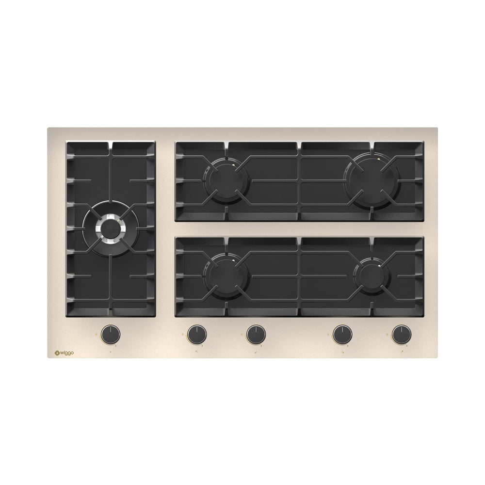 Wiggo WH-G935GR(C)-2 Inbouw Gaskookplaat - 90 cm - Creme