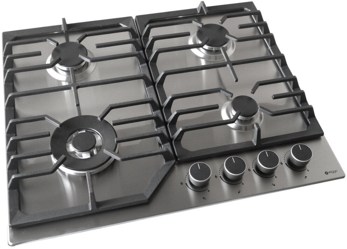 Plaque de cuisson à gaz encastrable Wiggo WH-G634RL(X)-2 - 60 cm - Acier inoxydable