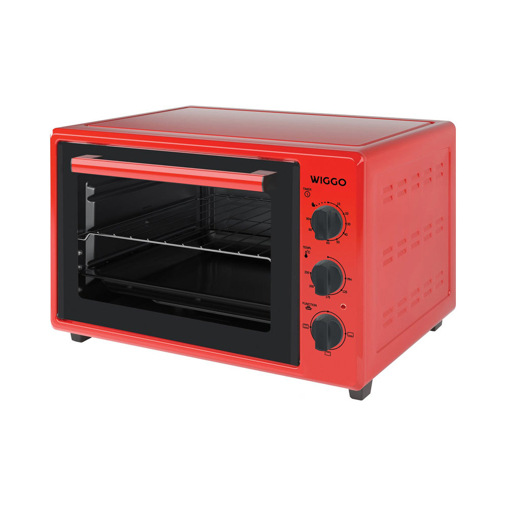 Wiggo WMO-E353(R) - Vrijstaande Mini Oven - Electrisch - 50 CM - 35 liter - 1800 W - 5 Jaar Garantie - Rood