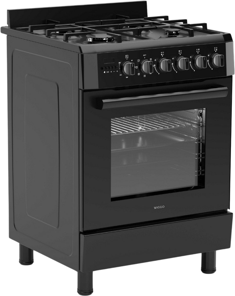 Wiggo WO-E609R(BB) Vrijstaande Gasfornuis - 60 cm - Zwart