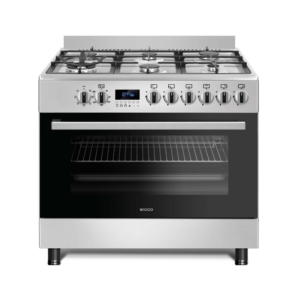 Wiggo WO-E969R(XX) Vrijstaande Gasfornuis - 90 cm - Roestvrijstaal