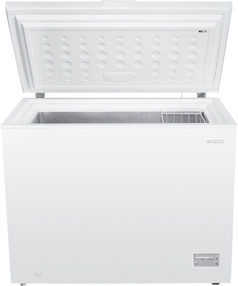 Wiggo WF-CF10D(W) Vrijstaande Diepvrieskist Vriezer - 100cm - Wit, met open deksel en ruime binnenruimte.