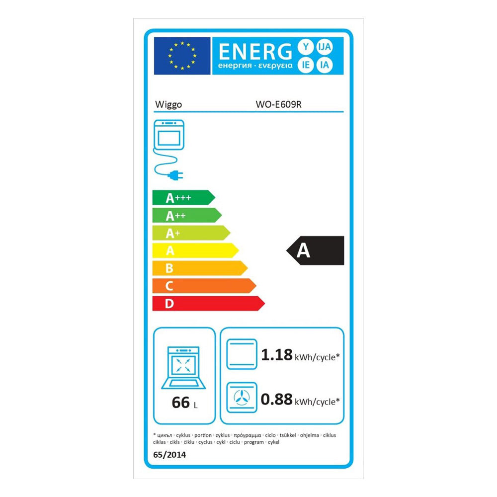 Wiggo WO-E609R(BB)-2 Vrijstaande Gasfornuis - 60 cm - Zwart energielabel met energieklasse A en verbruikseisen.