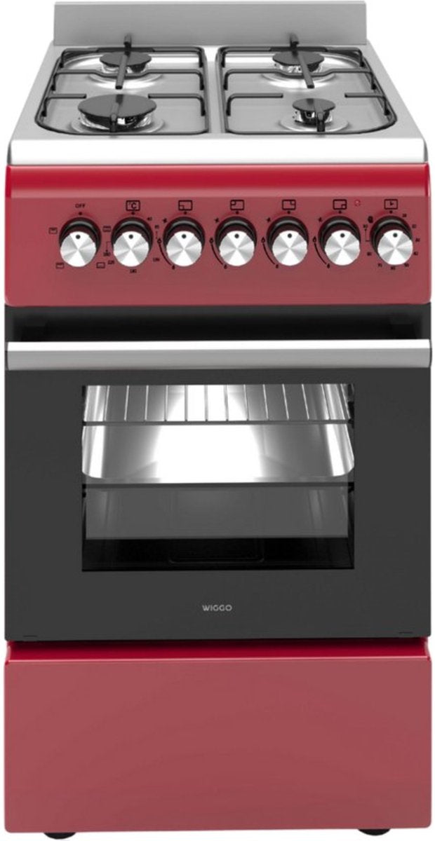 Wiggo WO-E506A(RX) Vrijstaande Gasfornuis - 50 cm - Rood