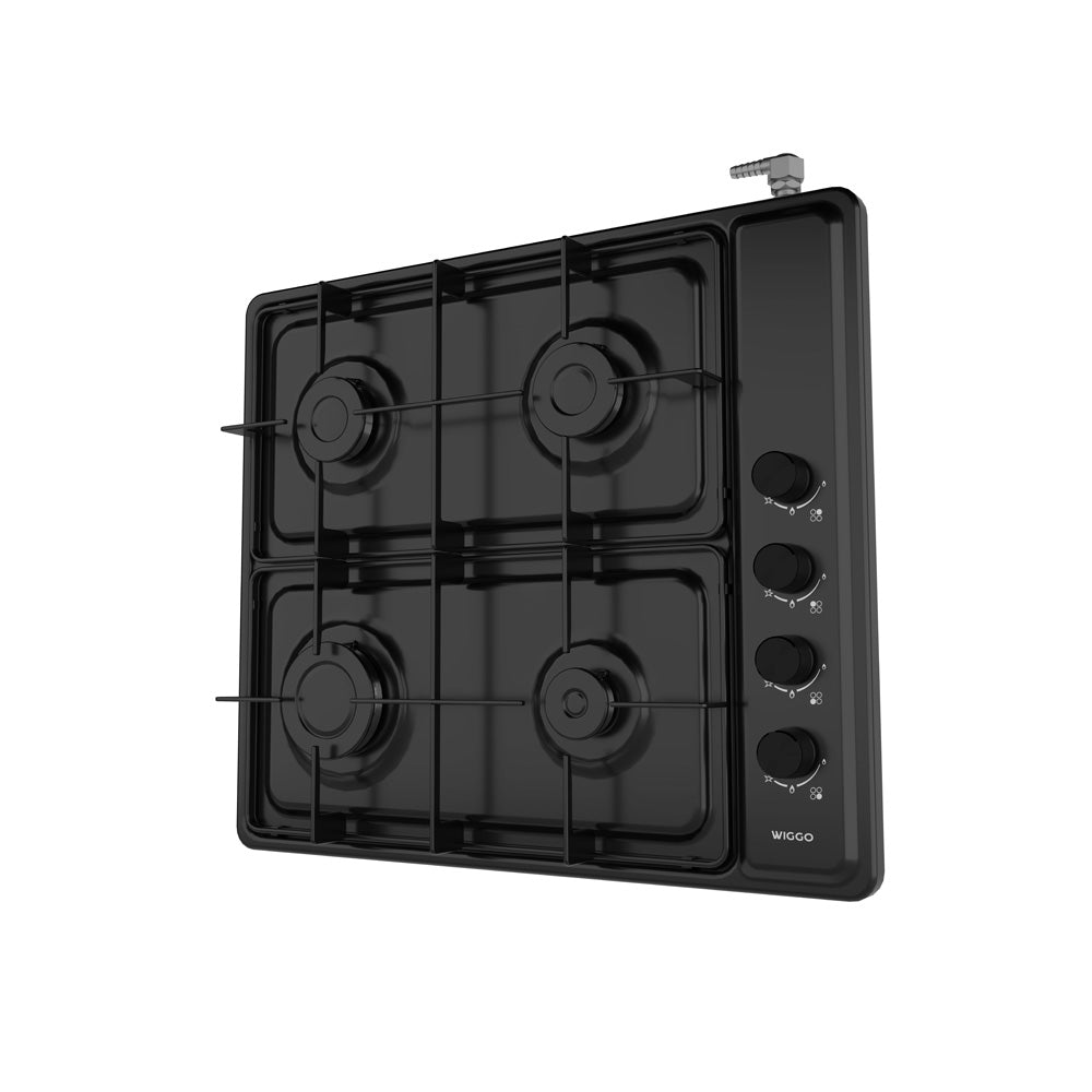 Plaque de cuisson à gaz autoportante Wiggo WK-GV804M - 60 cm - Noire